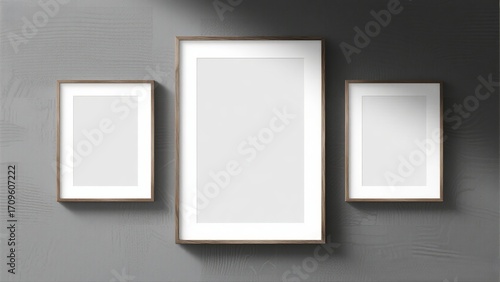 Framed Art Gallery Mockup on a Gray Wall