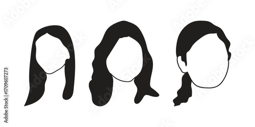 human face icon set line art