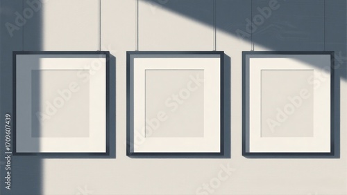 Three Empty Frames on Wall
