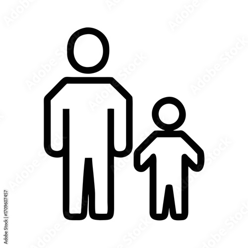Outline of an adult and child standing next to each other on black silhouette people