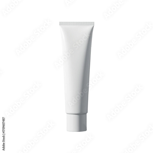 a tall, slim white cosmetic tube with a glossy finish