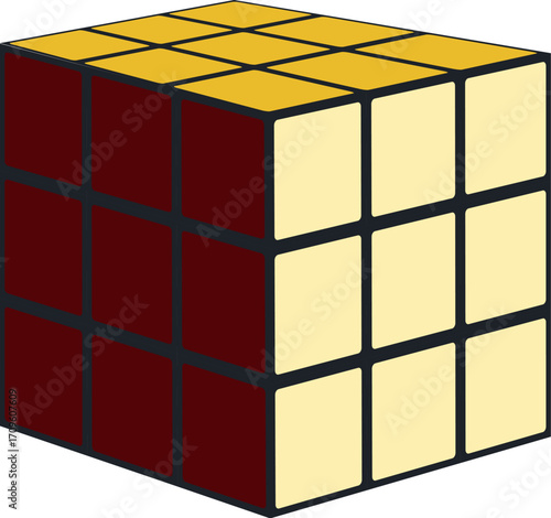 Combination puzzle partially solved with yellow and brown sides, challenging brain teaser promoting problem solving skills