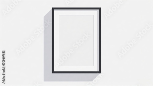 Blank Black Picture Frame on a White Wall