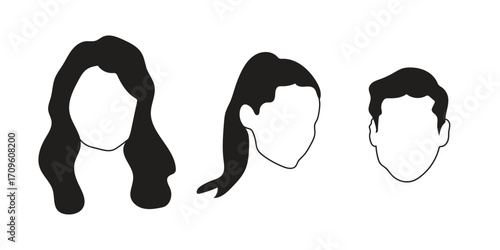 human face icon set line art