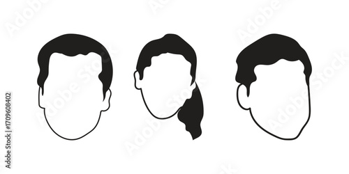 human face icon set line art