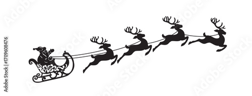 Santa Claus and Christmas Flying Reindeer
