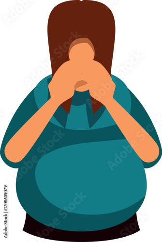 Young woman covering her face with hands, feeling ashamed, awkward, and embarrassed