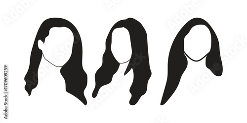 human face icon set line art