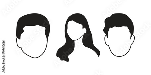 human face icon set line art