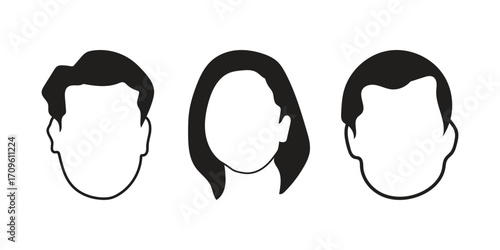 human face icon set line art