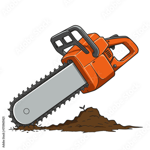 Bloody Chainsaw Illustration Perfect for Halloween Horror Movie and Scary Designs