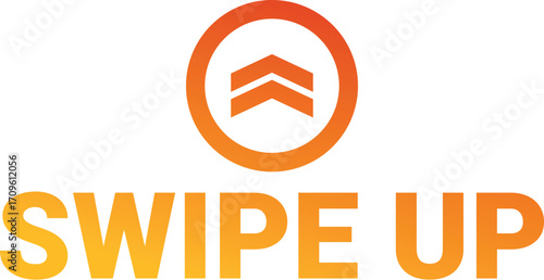 Orange gradient swipe up icon with upward motion arrows, perfect for encouraging audience engagement on various social media platforms