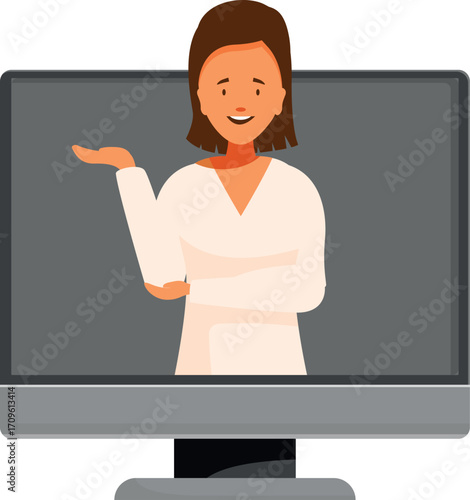 Female doctor making online video call consultation, explaining something using gestures