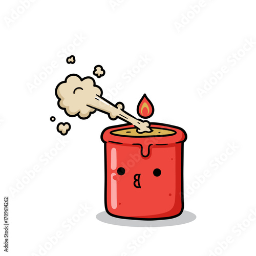 Red Halloween candle melting wax spooky decoration for haunted house, horror night, and witchcraft design