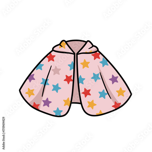 Colorful magician cape with star patterns for fantasy costume, Halloween witch, and wizard cosplay design