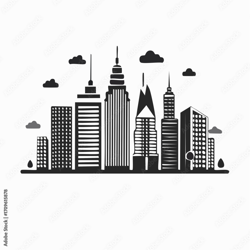 Fototapeta premium abstract city skyline in black and white