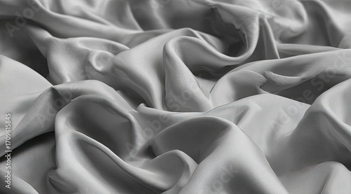Soft, flowing grey fabric drapes in folds