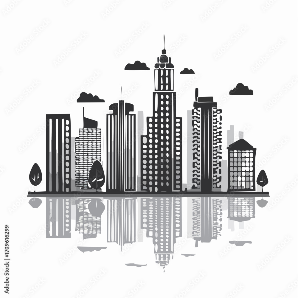 Obraz premium abstract city skyline in black and white