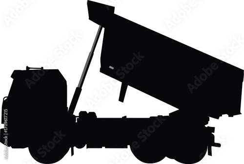 Dump truck silhouette ready to haul construction materials transportation vector