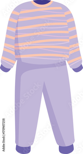 Soft purple pajamas with a striped top ensure a comfortable and restful night's sleep, promoting relaxation and well being