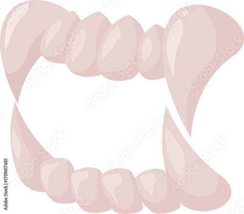 Cartoon drawing of vampire fangs showing teeth biting, a perfect element for halloween costumes