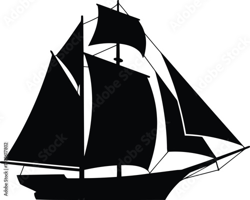 Vintage tall ship silhouette nautical exploration maritime adventure vector
