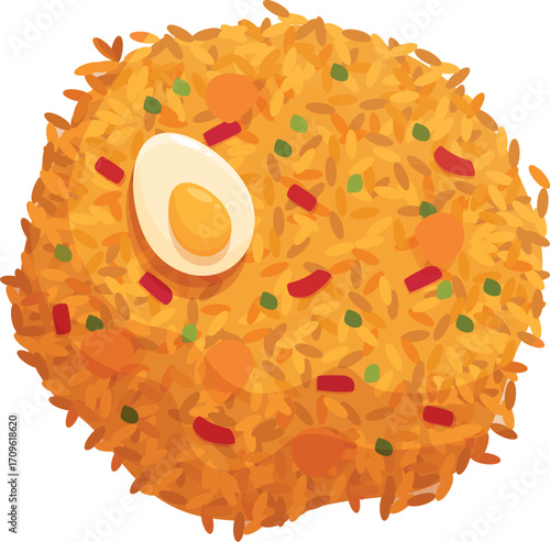 Aromatic and flavorful indian cuisine, egg biryani rice features saffron infused rice, vegetables, and spices, topped with a perfectly boiled egg