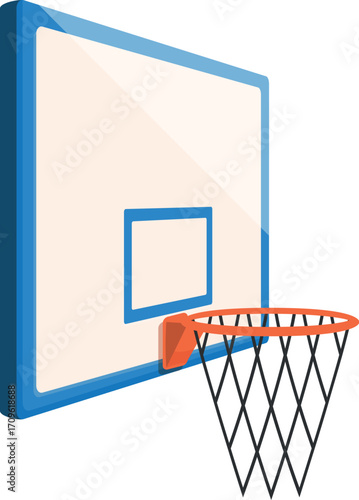 Basketball hoop and backboard ready for playing basketball