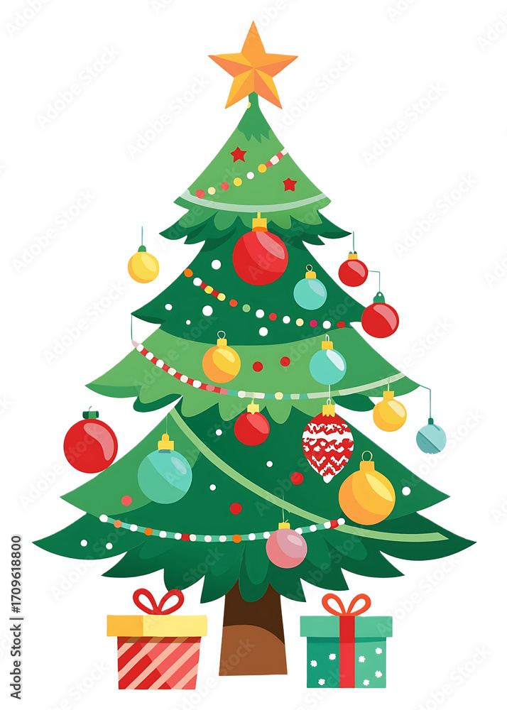 Fototapeta premium Christmas Tree With Transparent Background