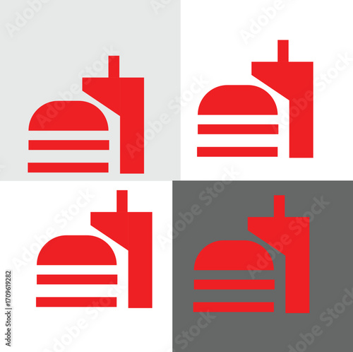 factory set burger and drink  icon design