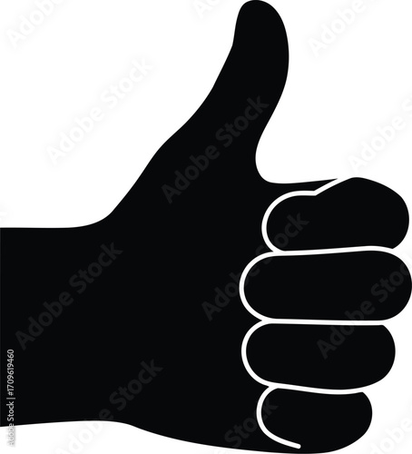 Thumbs up gesture silhouette positive approval symbol vector illustration vector