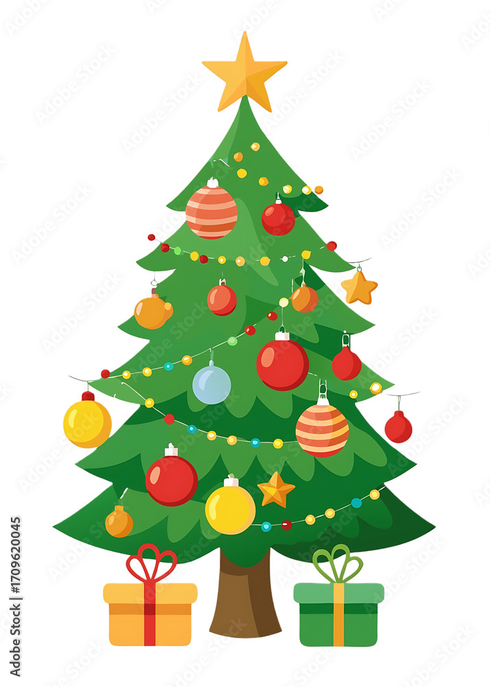 Naklejka premium Christmas Tree With Transparent Background