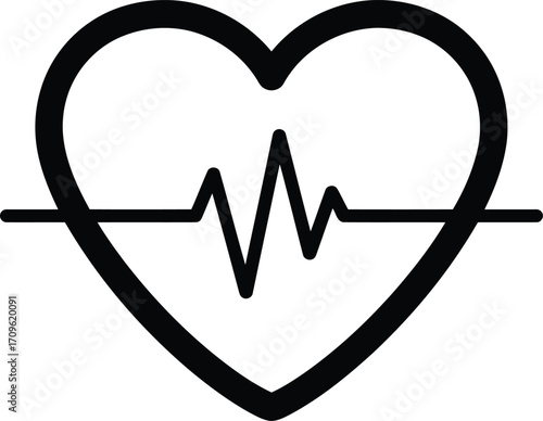 Heartbeat ekg pulse line icon cardiology health medical symbol vector vector