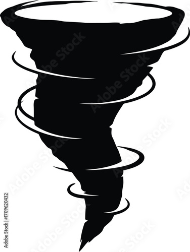 Hand drawn tornado swirl silhouette power of nature vector