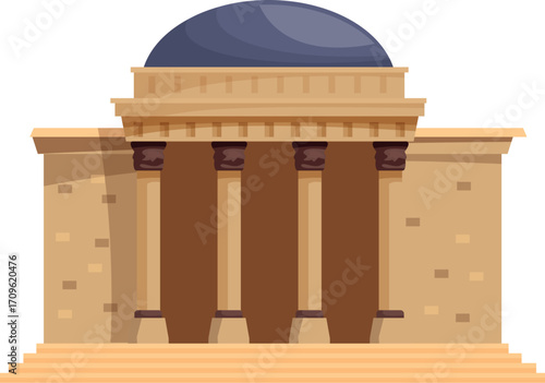 Majestic building with columns and a dome, conveying strength, authority, and architectural splendor