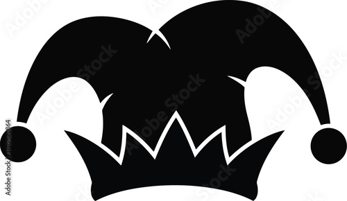 Jester hat silhouette festive celebration costume icon vector