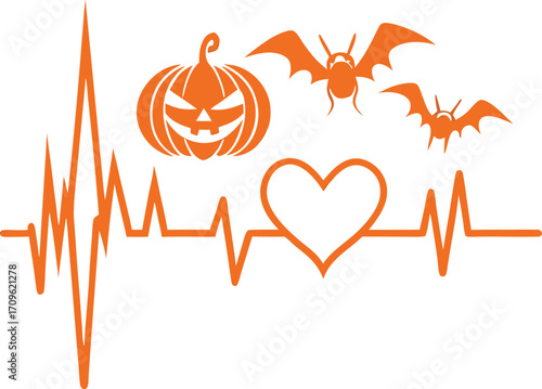 this image depicts a halloween themed electrocardi.eps