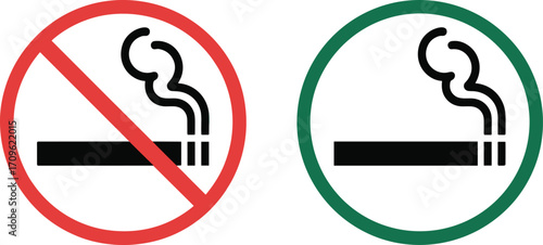 No Smoking and Smoking Area Signs Side by Side cigarette