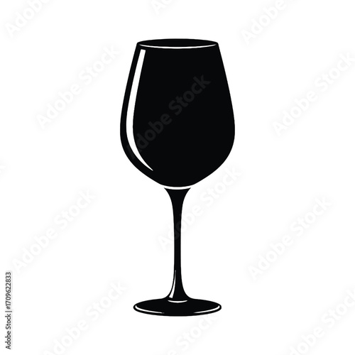 Elegant silhouette of a wine glass stemware for beverage and celebration illustrations silhouette