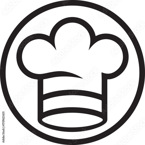 Classic chef hat icon symbolizing culinary expertise and restaurant services perfect for food industry branding and design