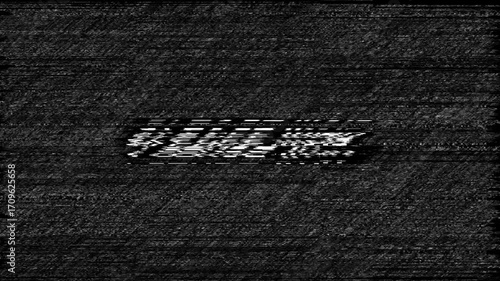 Pixelated please wait with static noise animation suitable for tech or waiting concepts in web design or presentations, digital projects.