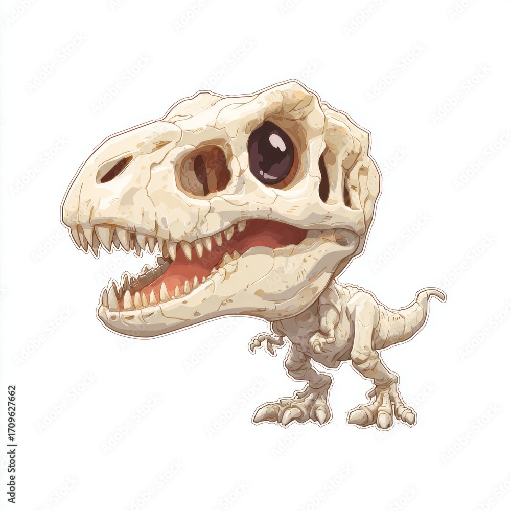 Fototapeta premium Unique cartoon dinosaur skull design with exaggerated features and vibrant expressions