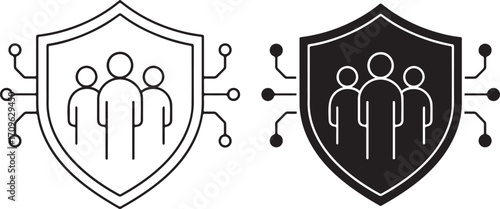 Cyber Security Shield People Protection Digital Safety Icon