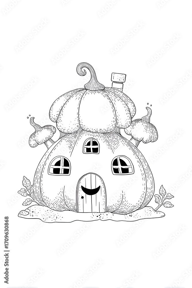 Fototapeta premium Whimsical Pumpkin Cottage