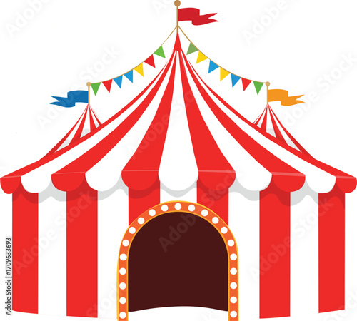 Illustration of a Red and White Circus Tent