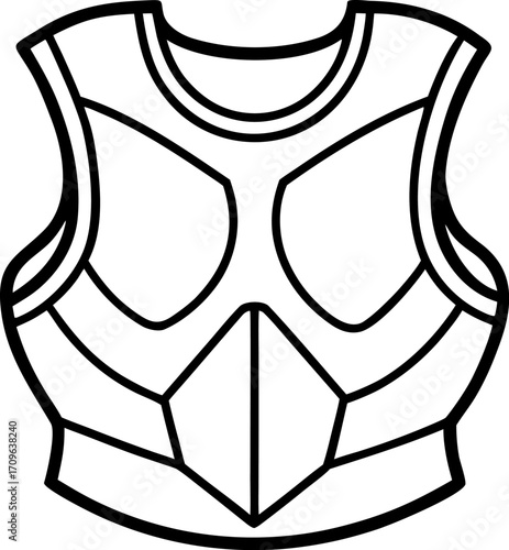 Armor Breastplate Line Art Vector Illustration