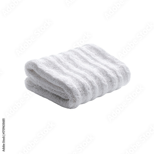 Folded White Knitted Cable Knit Throw Blanket