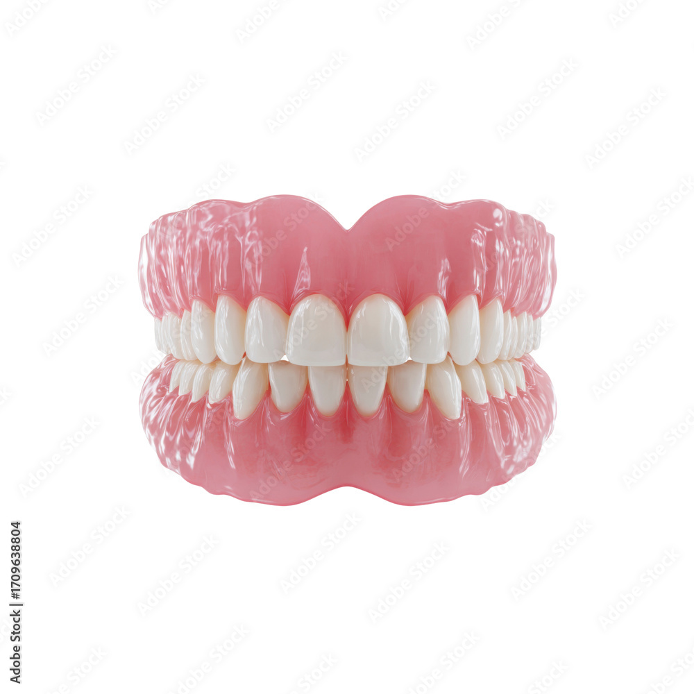 Obraz premium Complete Denture, Full Set of Artificial Teeth, Realistic Dental Prosthesis