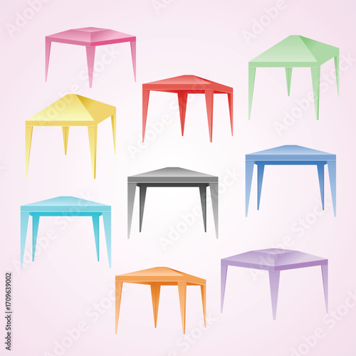 Colorful Gradient Pop Up Canopy Tent Display Booth Collection Isolated