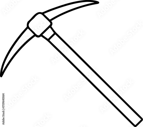Geologist Pick Hammer Line Art Vector Illustration